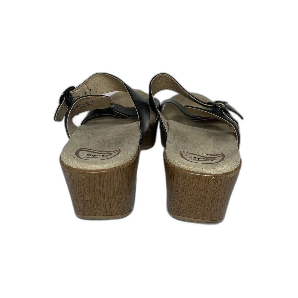 Dansko Sophie Full Grain Wedge Sandals Block Heels Buckle Black Women 10.5-11 - Picture 4 of 7